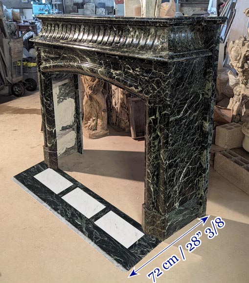 Louis XIV style mantel with acroterions in Vert de Mer marble-6