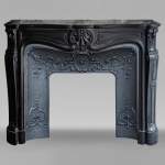 Louis XV style three shell mantel carved in fine black marble