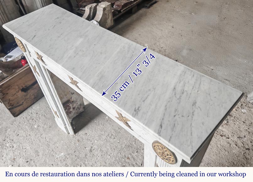  Louis XVI style fireplace in Carrara marble and bronze-9