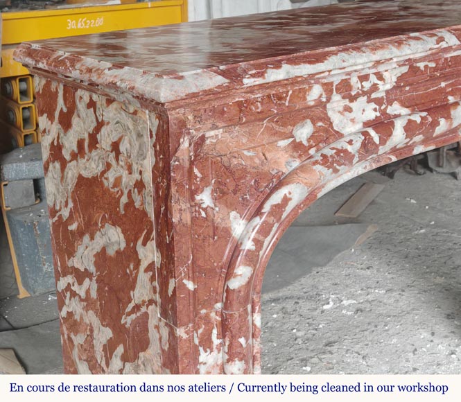 Louis XIV style Bolection mantel in red Languedoc marble-3