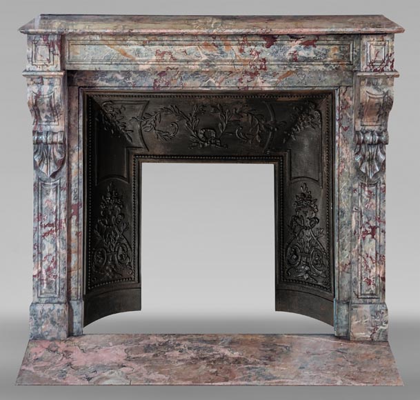 Napoleon III style mantel with modillions carved in Enjugerais marble ...