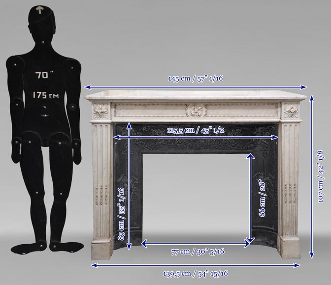 Louis XVI style mantel carved in Carrara marble-9