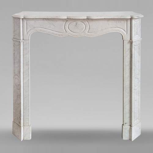 Louis XV style Pompadour flat mantel in Carrara marble