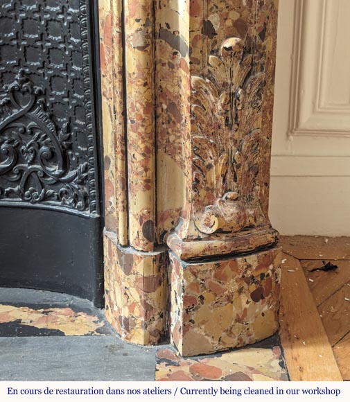 Louis XV style mantel in Aleppo Breche-12