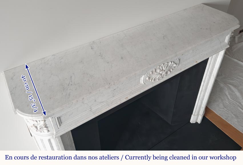 Louis XVI style mantel with rounded corners carved in Carrara marble ...