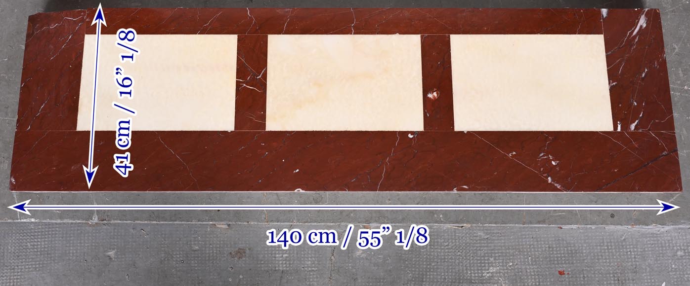 Louis XVI style fireplace in Antique Red marble, with bronze mounts, decorated with a garland Louis XVI style fireplace in Antique Red marble, with bronze mounts, decorated with a garland-12