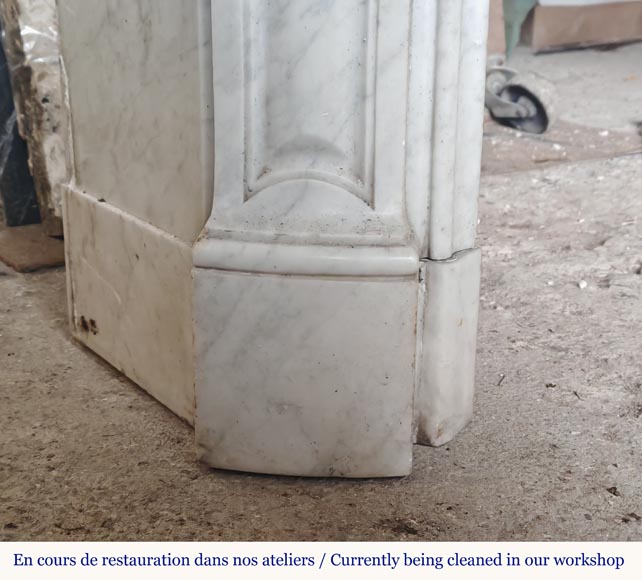 Louis XV style mantel with three shells carved in Carrara marble-5