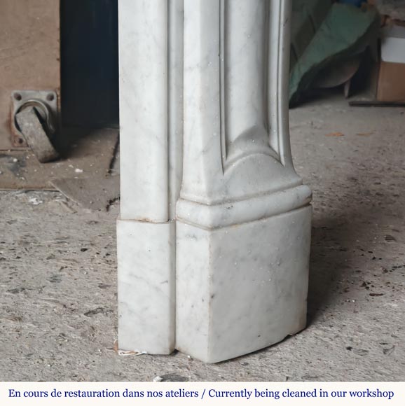 Louis XV style mantel with three shells carved in Carrara marble-8