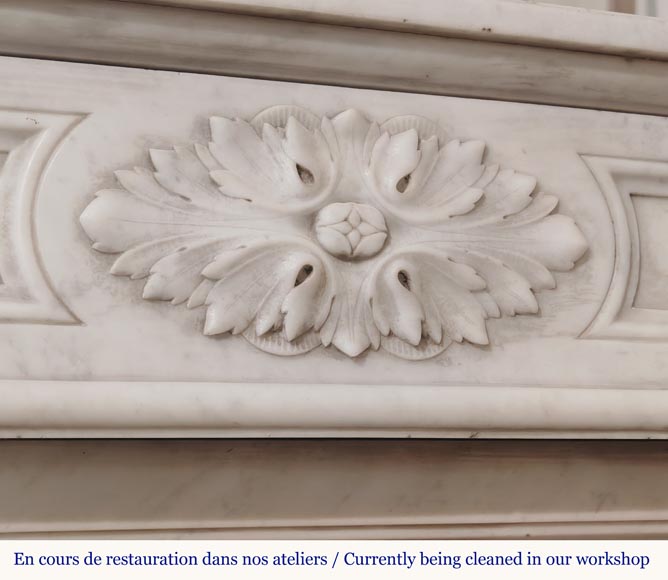 Louis XVI style molded and curved Carrara marble mantel-2