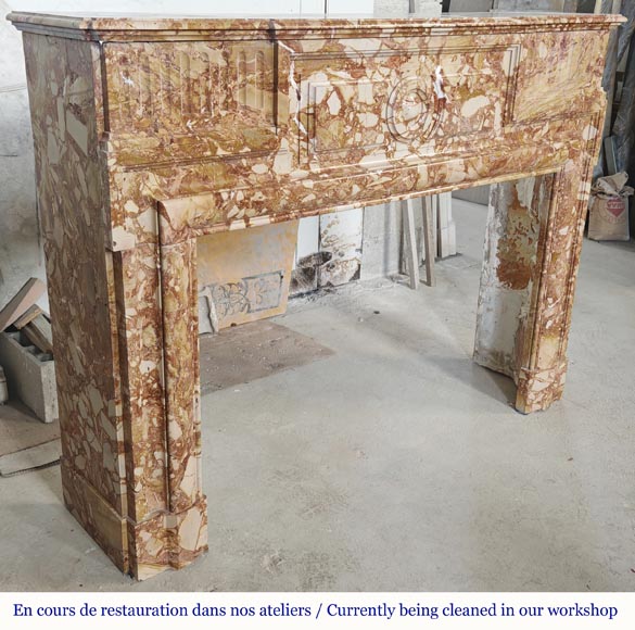 Louis XIV style fireplace in orange breccia marble - Marble
