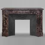  Louis XIV style fireplace with boudin in Levanto marble