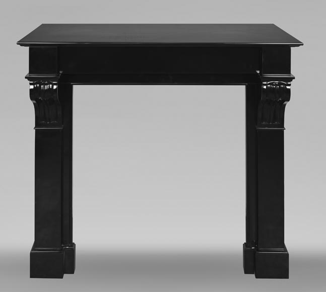 Napoleon III style fireplace with modillions, in fine black Belgian marble-0