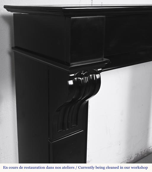 Napoleon III style fireplace with modillions, in fine black Belgian marble-3