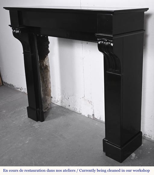 Napoleon III style fireplace with modillions, in fine black Belgian marble-6
