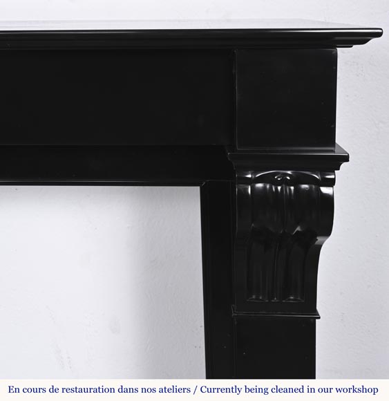 Napoleon III style fireplace with modillions, in fine black Belgian marble-7