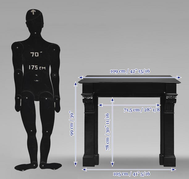 Napoleon III style fireplace with modillions, in fine black Belgian marble-10