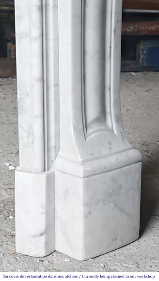 Louis XV style fireplace with an asymmetrical shell, in Carrara marble-9