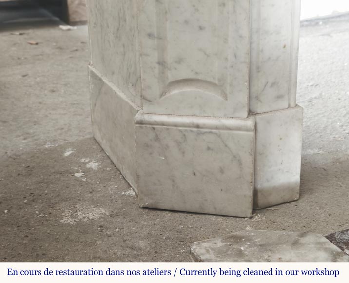 Louis XV style fireplace, Pompadour model, in Carrara marble-4