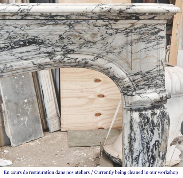  Large Louis XV style fireplace decorated with a large shell, in Saravenza marble-10