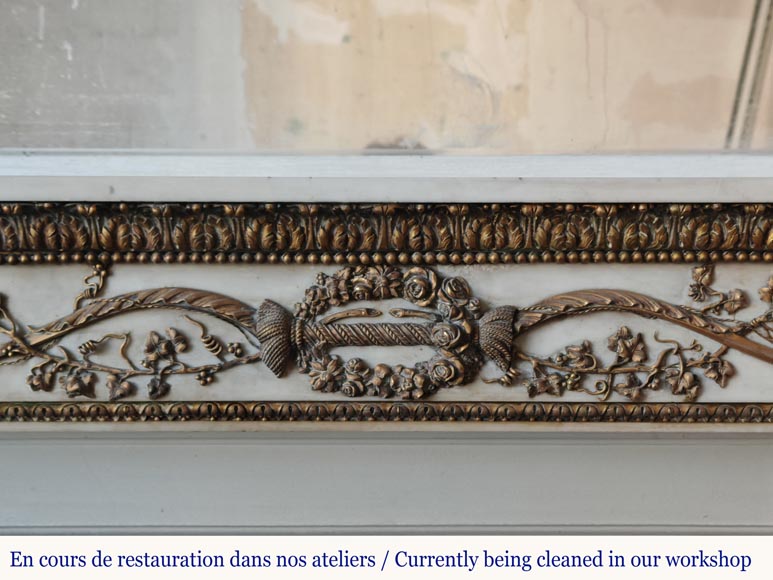 LXVI style fireplace with quiver, statuary marble and bronze-1