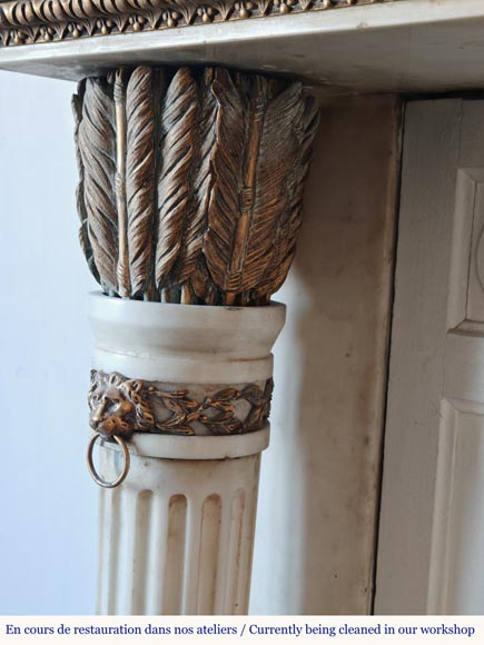 LXVI style fireplace with quiver, statuary marble and bronze-4