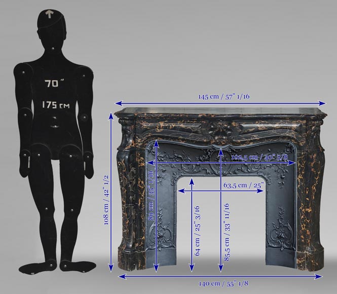Louis XV style fireplace with Portor palmette-10