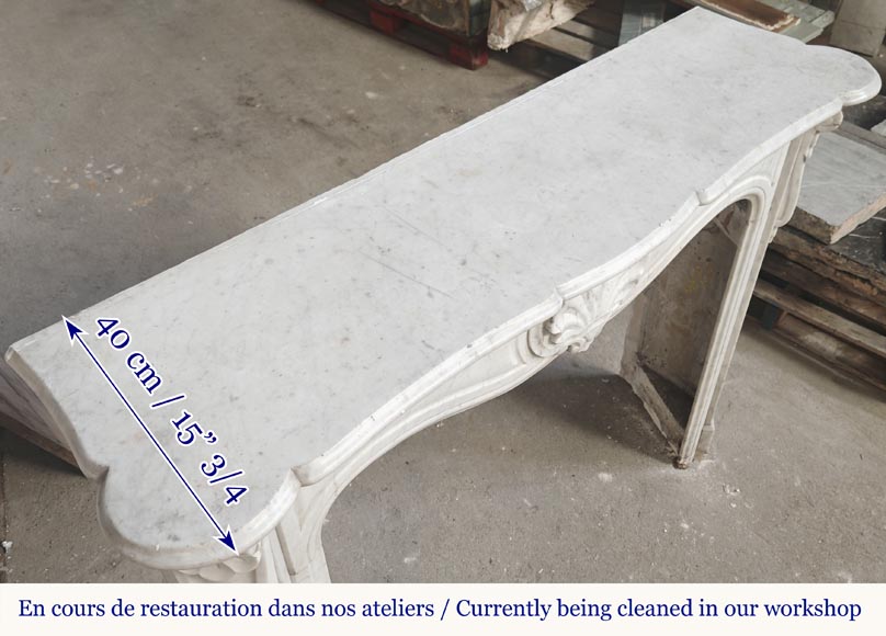 Louis XV style fireplace in Carrara marble decorated with a shell-7
