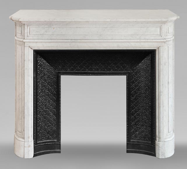 Louis XVI style fireplace in Carrara marble with rounded corner molding-0