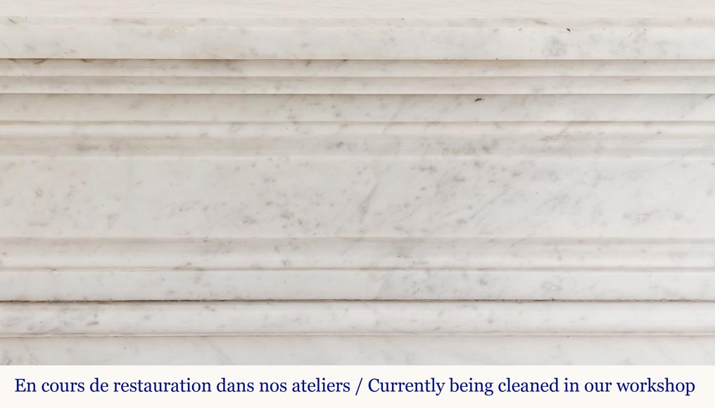 Louis XVI style fireplace in Carrara marble with rounded corner molding-1