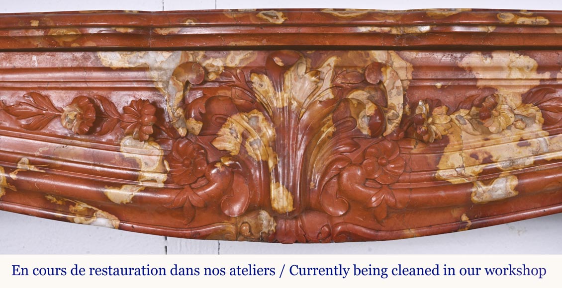  Regency style fireplace with palmette and scroll, in Vitrolles red -1