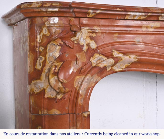  Regency style fireplace with palmette and scroll, in Vitrolles red -6