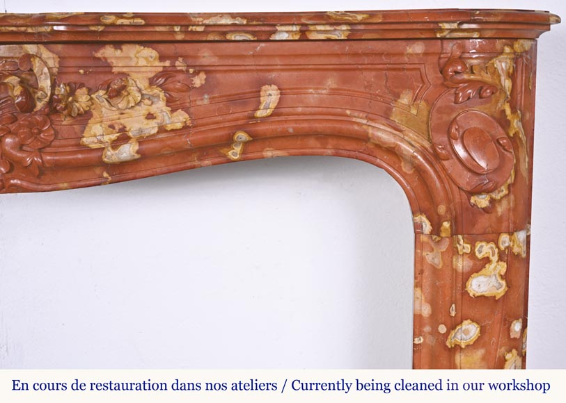  Regency style fireplace with palmette and scroll, in Vitrolles red -10