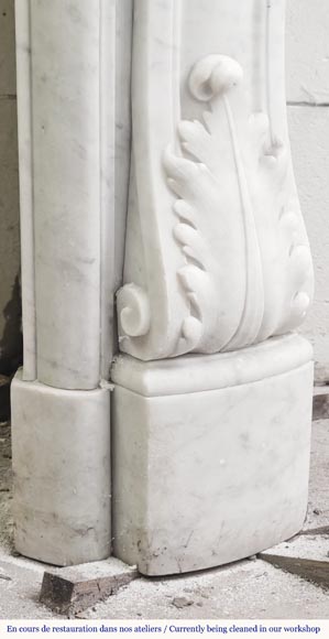 Louis XV style fireplace in Carrara marble, decorated with a floral shell-14