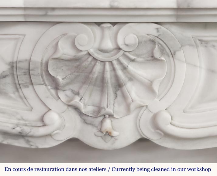 Louis XV style fireplace with 3 shells, in Arabescato marble-1