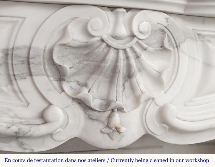 Louis XV style fireplace with 3 shells, in Arabescato marble-2