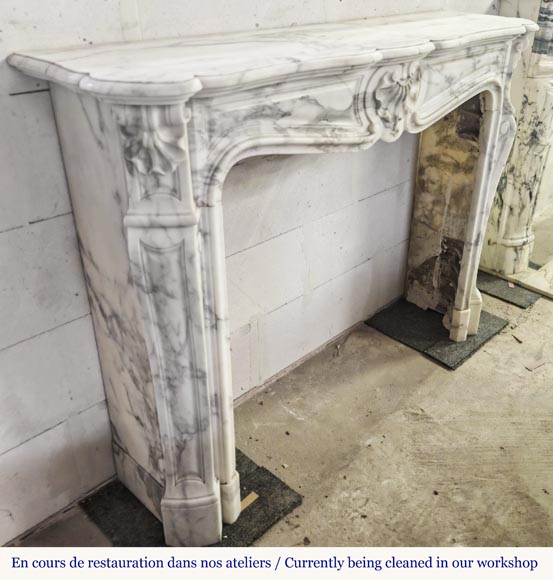 Louis XV style fireplace with 3 shells, in Arabescato marble-3