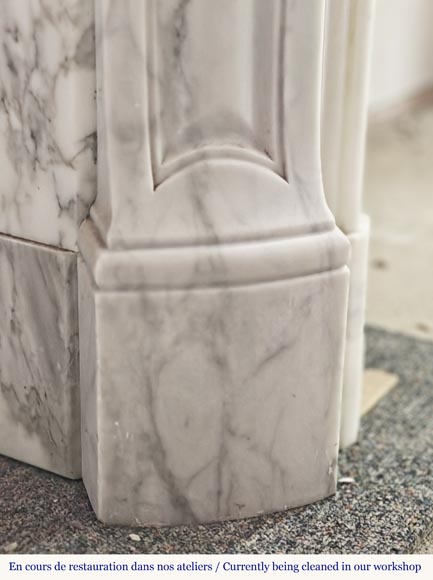 Louis XV style fireplace with 3 shells, in Arabescato marble-5