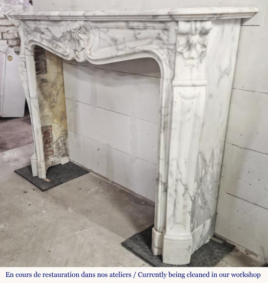 Louis XV style fireplace with 3 shells, in Arabescato marble-6