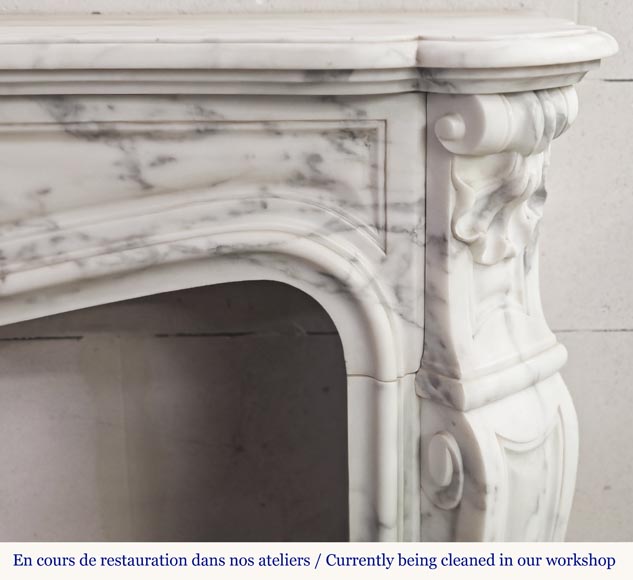 Louis XV style fireplace with 3 shells, in Arabescato marble-7