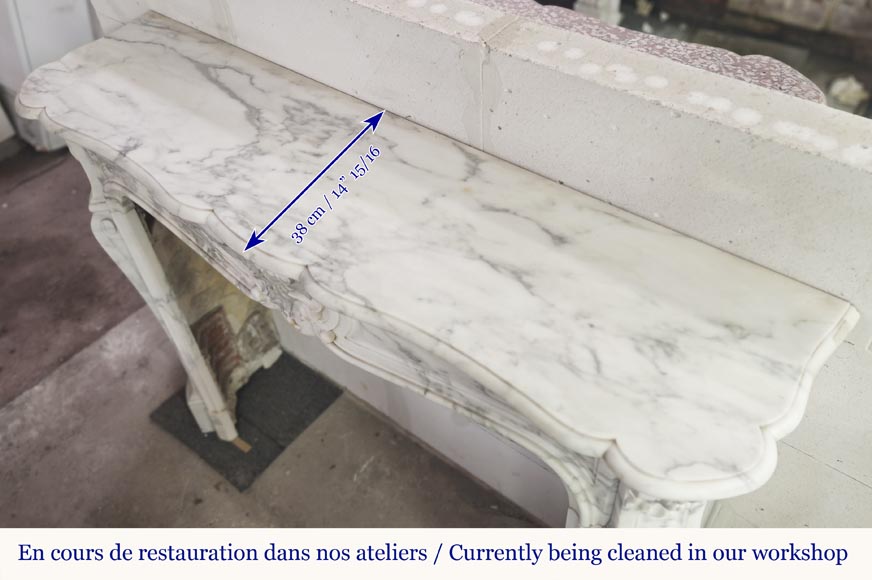 Louis XV style fireplace with 3 shells, in Arabescato marble-9