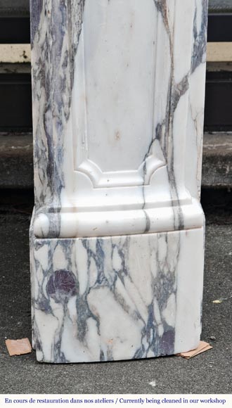 Louis XV style fireplace in Violet Breccia, with a central cartouche framed by palmettes-9