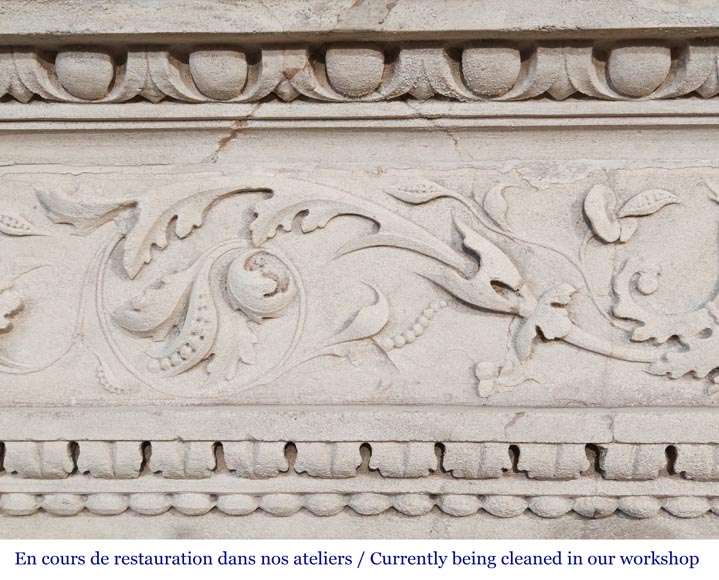 Neo-Renaissance style stone fireplace with vegetal ornamentation Neo-Renaissance style stone fireplace with vegetal ornamentation-2