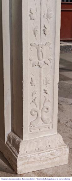Neo-Renaissance style stone fireplace with vegetal ornamentation Neo-Renaissance style stone fireplace with vegetal ornamentation-8
