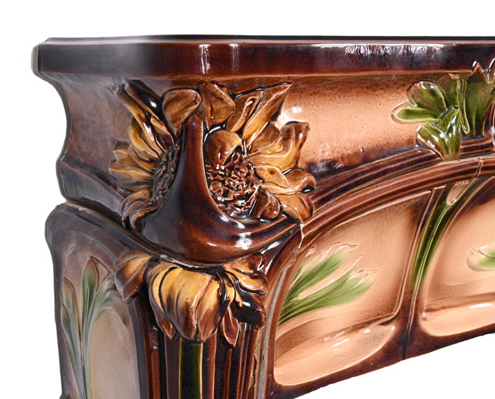 Art Nouveau Ceramic Fireplace with Sunflowers – MANUFACTURE DE VITRY-LE-FRANÇOIS-4