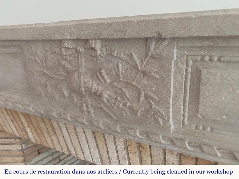 Louis XVI Period Fireplace in Carved Stone-2