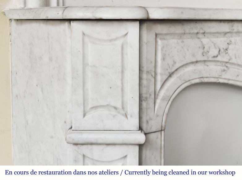 Louis XV style fireplace, Pompadour model, in Carrara marble-3