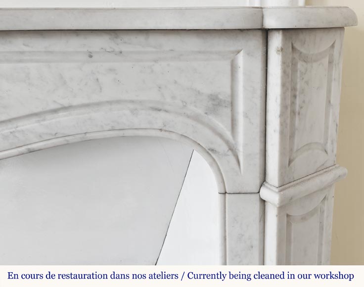 Louis XV style fireplace, Pompadour model, in Carrara marble-6