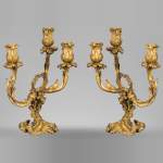 Pair of Regency style gilded bronze candelabra