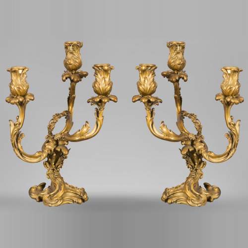 Pair of Regency style gilded bronze candelabra