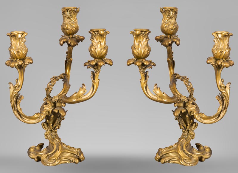 Pair of Regency style gilded bronze candelabra-0